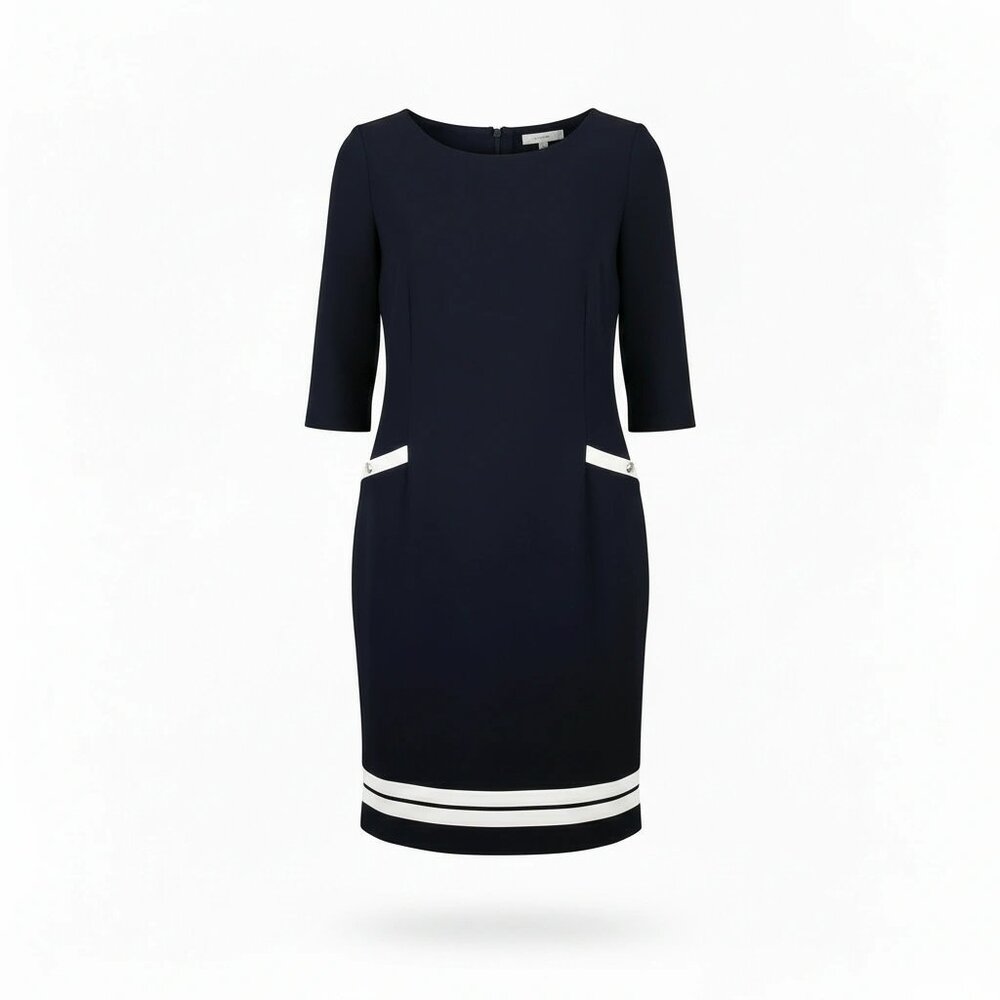 Talbots Navy Dress with White Trim